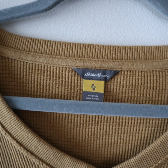 Eddie Bauer Longsleeve Waffle Knit Mustard Top - Picture 5 of 8